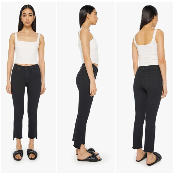 MOTHER Insider Crop Step Black Fray Jeans - Picture 3 of 16